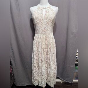 Eliza J Midi Style Fit and Flare Halter Lace Dress - Size 4